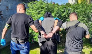 Policjanci podczas zatrzymania mężczyzny