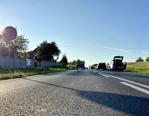 Miejsce wypadku drogowego w miejscowości Szpinalów.
